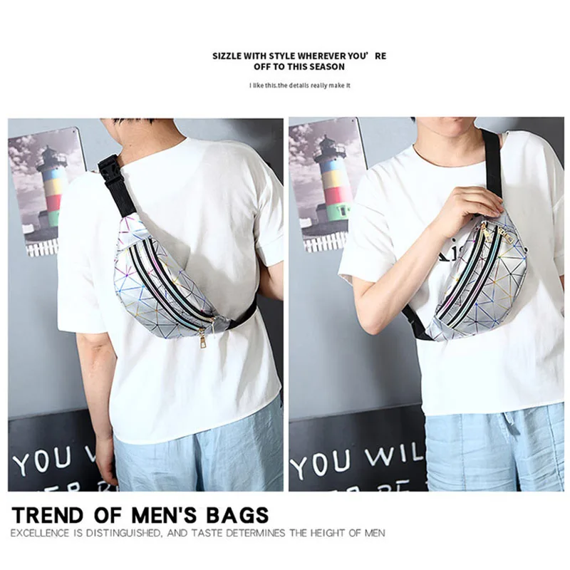 Поясная Сумка для женщин забавная розовая Серебристая Сумочка с геометрическим