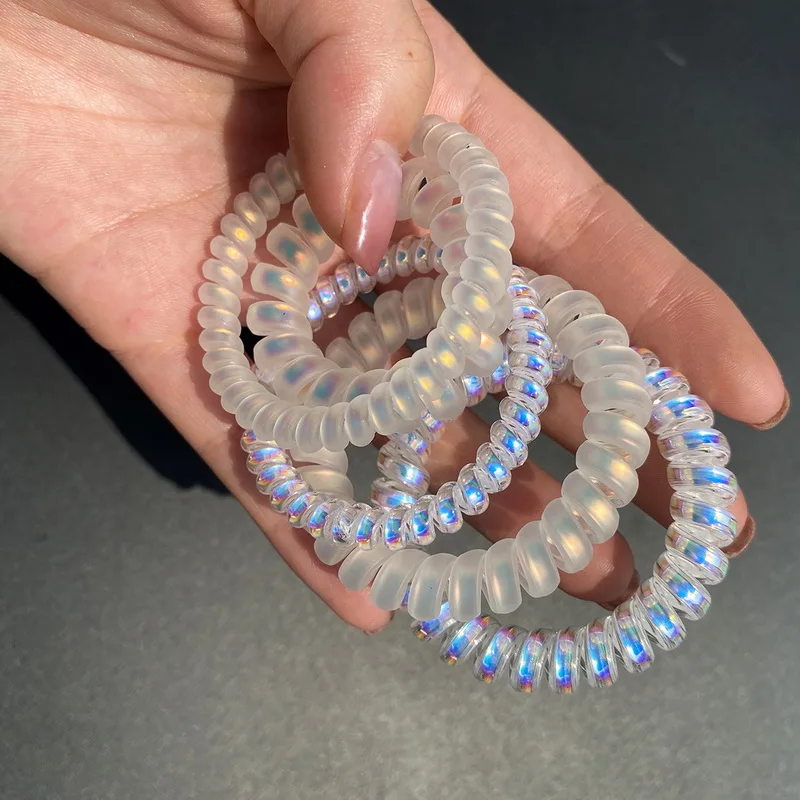 Резинки для волос женские в виде телефонной проволоки блестящие разноцветные