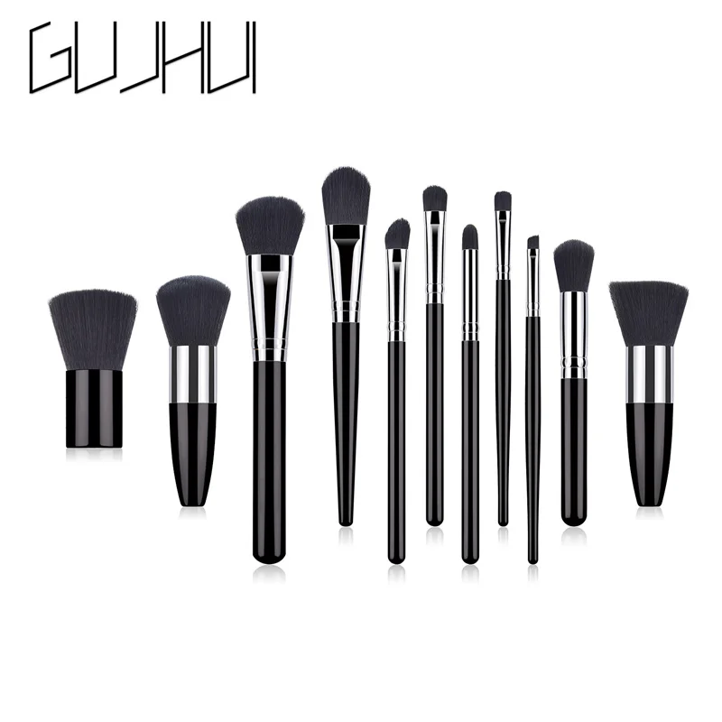 11 шт./компл. Профессиональные кисти для макияжа порошок в наборе вентилятор