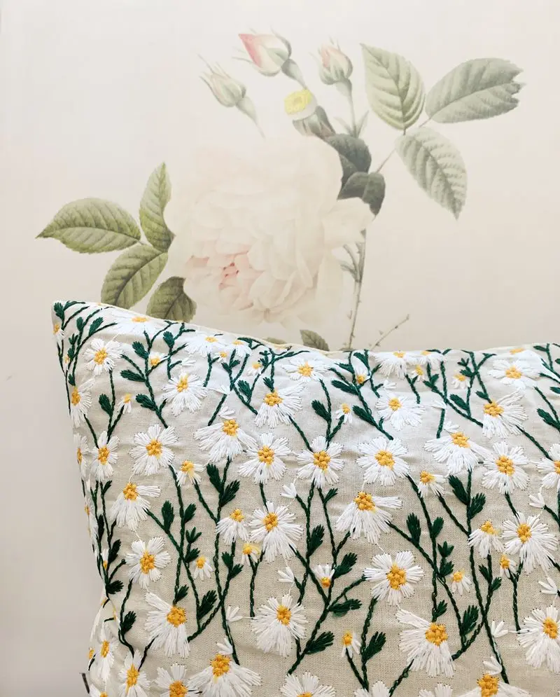Декоративные подушки с вышивкой ромашки цветочный чехол для декоративная