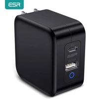 esr 65w gan charger usb pd3 0 fast charging wall charger for macbook dell iphone ipad eu us plug dual port quick charger gan 65w