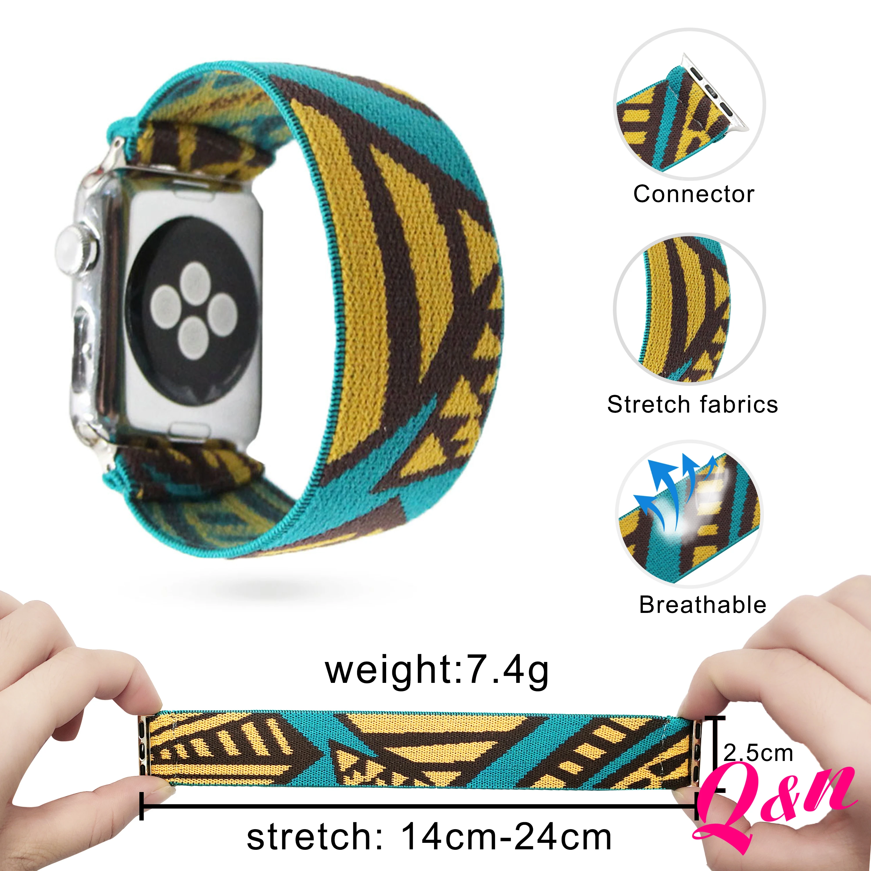 

New Plaid Nylon Elastic Apple Watch Strap,Knitted Elastic Watchband,for IWATCH 38/40mm 42/44mm,Fashion Loop Band