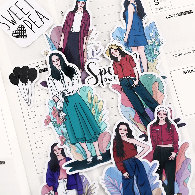 Современные стикеры для девушек 24 шт. Стикеры скрапбукинга декоративные