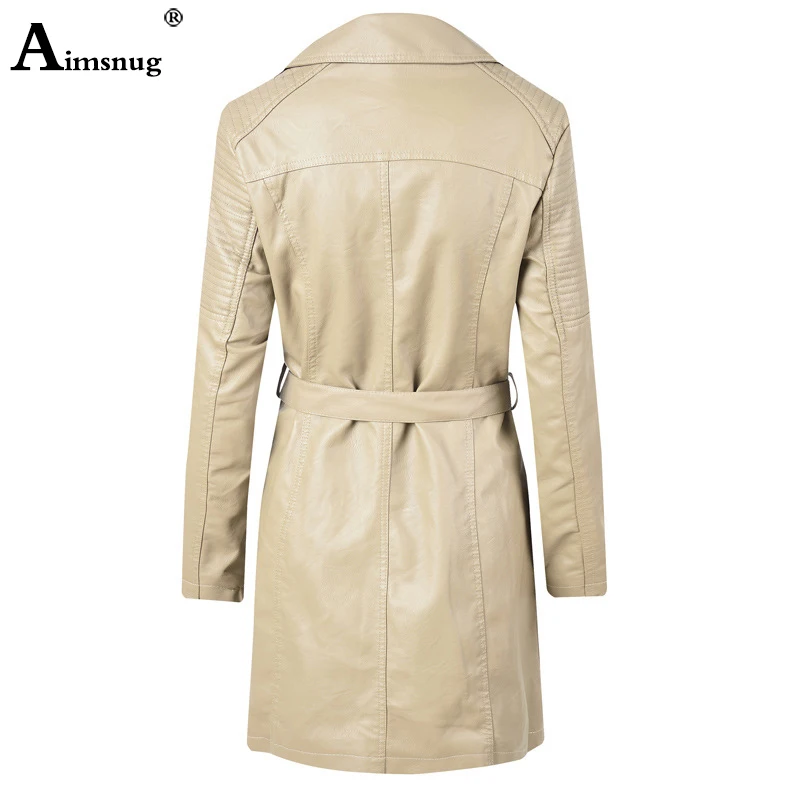 Женская куртка из искусственной кожи с отложным воротником поясом | одежда