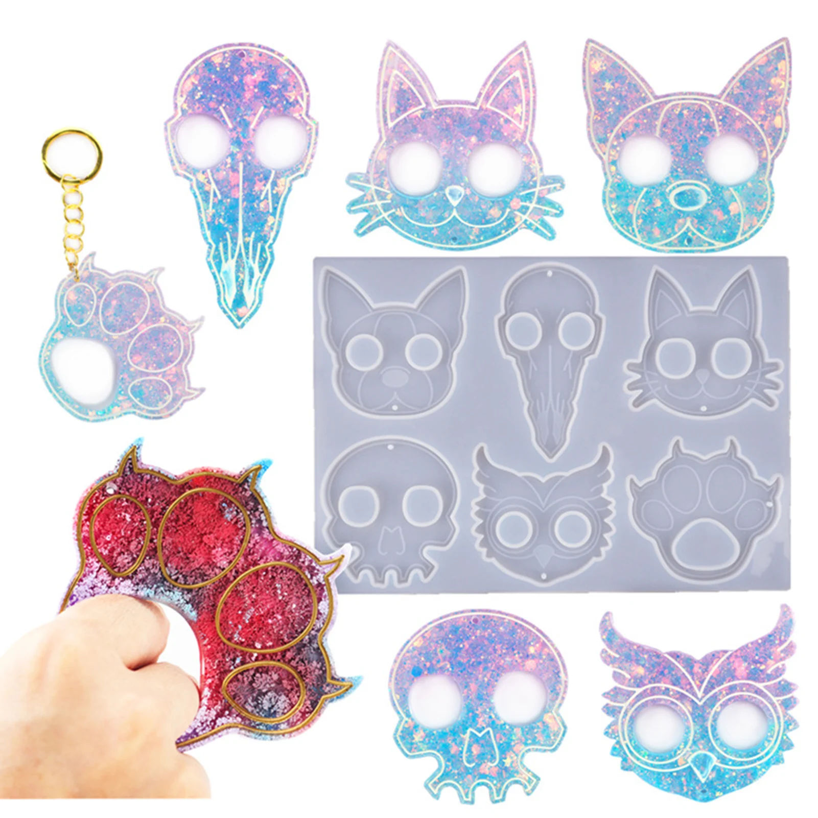 

DIY Keychain Pendant Silicone Mold Resin Mold Assorted Silicone Mold For Epoxy Resin Jewelry Making Crafts Tool Earrings Keychai