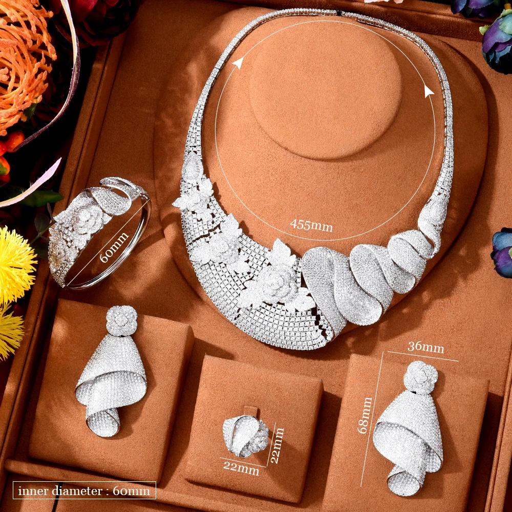 KellyBola Свадебные Элегантные 4 шт. большое ожерелье браслет серьги кольцо Ювелирные