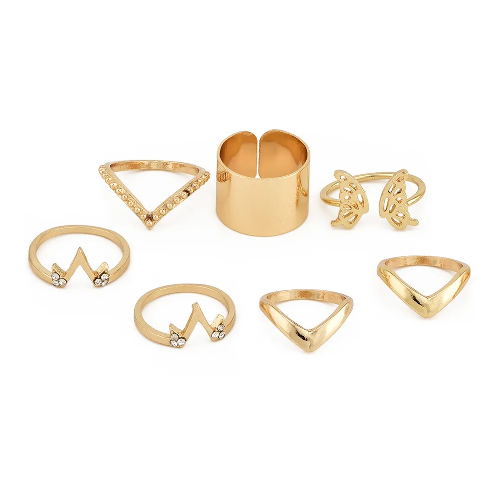 Модное кольцо в форме звезды бабочки V-образной формы геометрические золотые