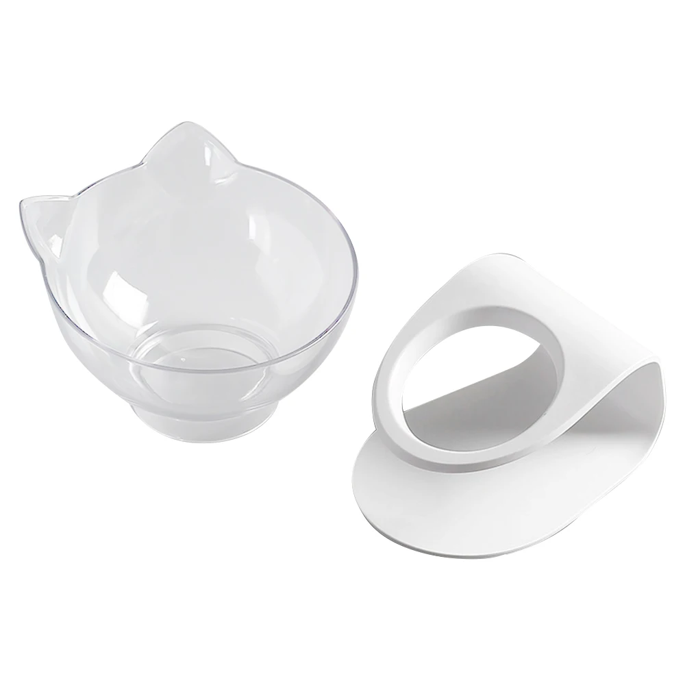 

Non-slip Cat Double Bowl Cat Bowl Dog Bowl Transparent AS Material Food Bowl With Protection Cervical Transparent Pet Supplies