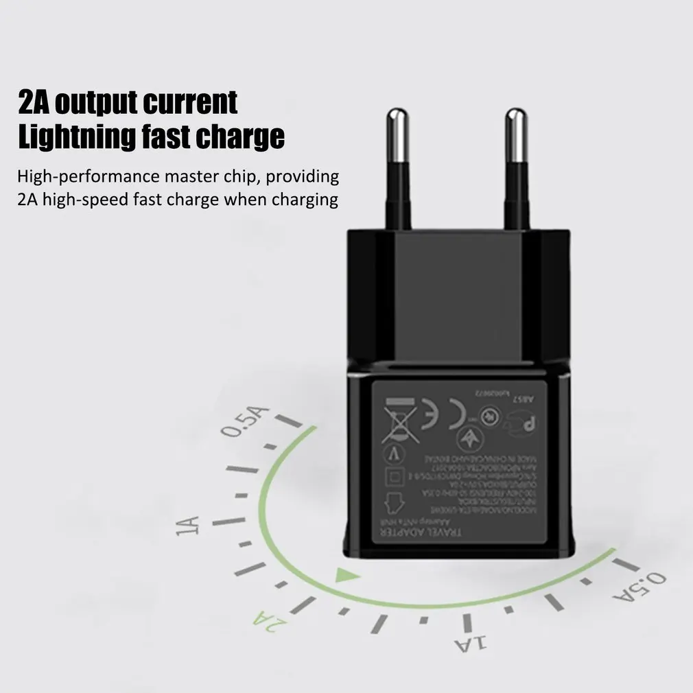 Зарядное устройство с двумя usb портами 5V2A Быстрая зарядка Путешествия ЕС вилка