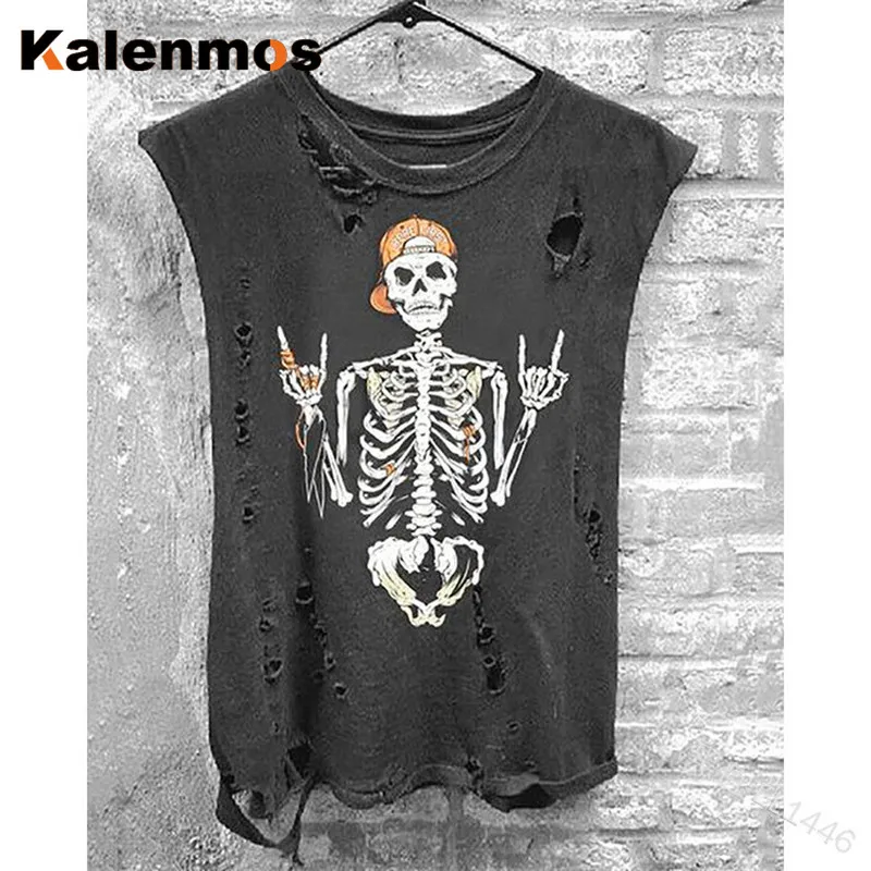 Женская футболка без рукавов с принтом черепа | одежда