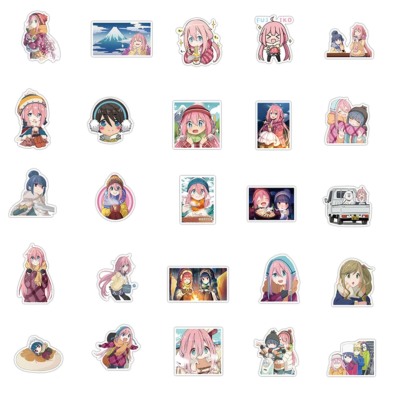 

50Pcs Yuru Camp Anime Stickers Kawaii Graffiti Decals Toy Waterproof Laptop Skateboard Notebook Car Luggage Suitcase Kid Sticker