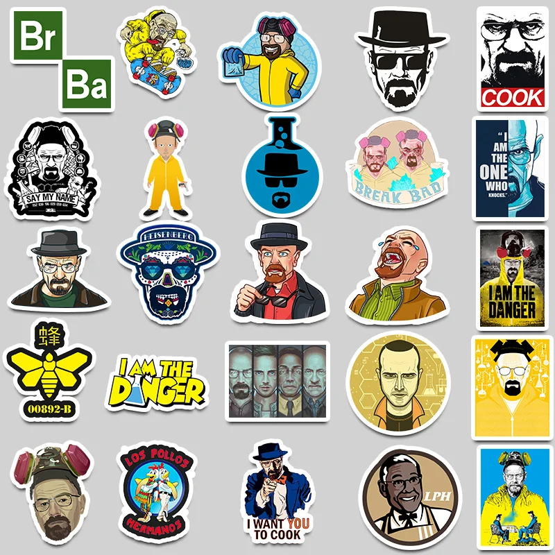 

50pcs/Pack US TV Drama Breaking Bad Waterproof Stickers For Luggage Skateboard Phone Laptop Bicycle Kids Teens Adult Wall Decals