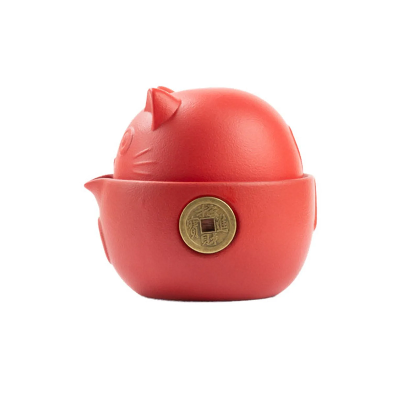 

Cat Series Travel Portable Ceramic Tea Set with Tea Pot Tea Cups Travel Bag for Office Home Travel ANDF889