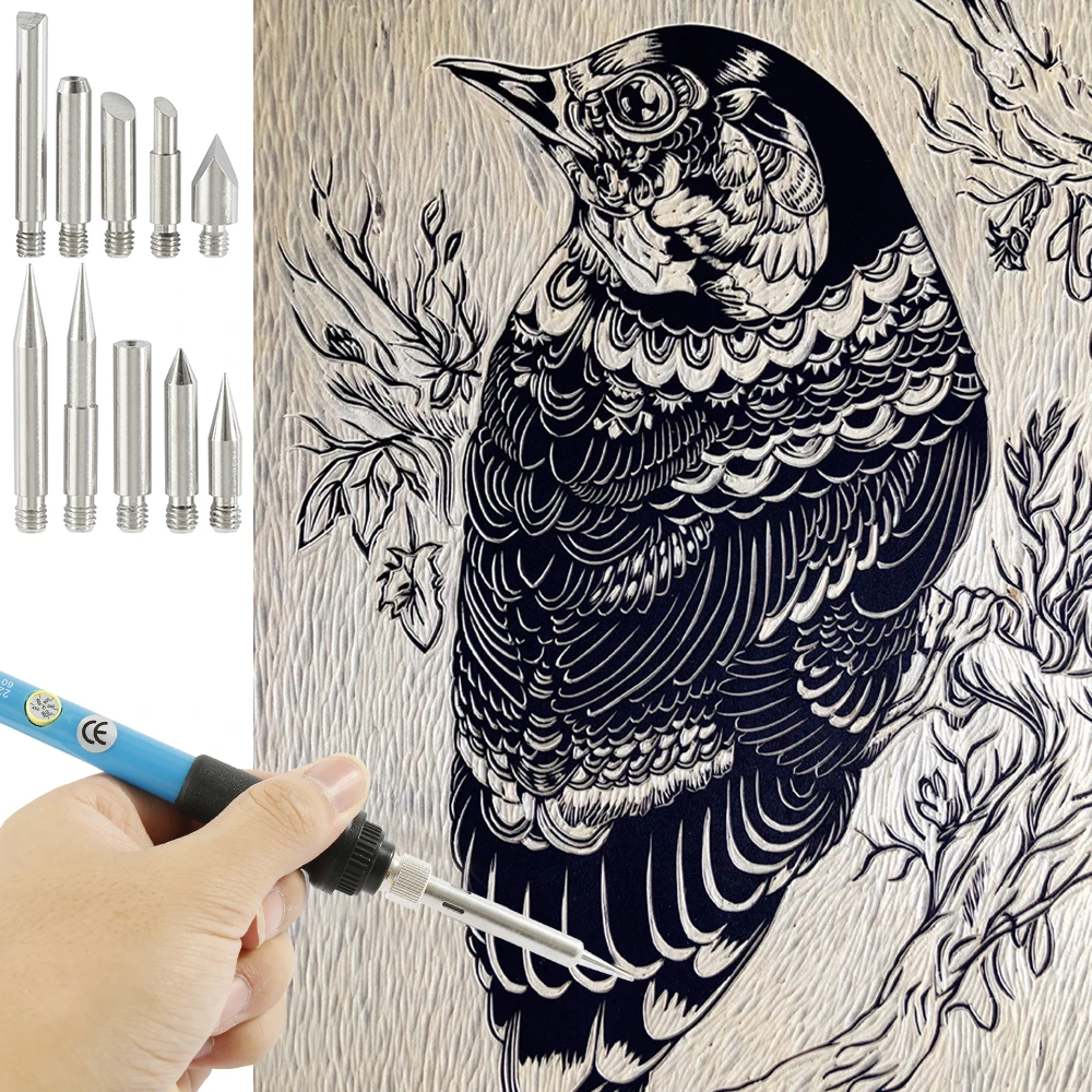 Комплект для выжигания из дерева паяльник с регулируемой температурой и