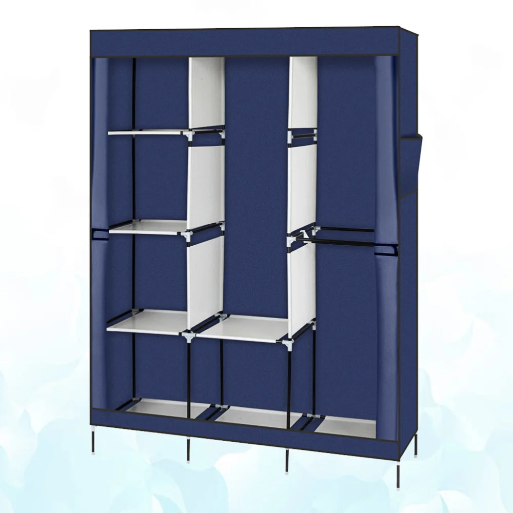 

71" Portable Closet Wardrobe Clothes Rack Storage Organizer with Shelf Blue