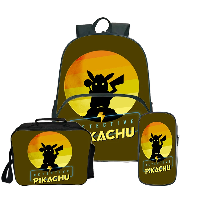 18 Pokemon Pikachu Kawaii рюкзак Пенал Школьный рюкзак для подростков девочек мальчиков рюкзак для ланча 3 шт./компл. детский дорожный рюкзак - Цвет: 18