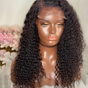 26Inch 180% Density Natural Natural Black Kinky Curly Soft Wigs Natural Hairline Glueless Lace Front Wig For Women Babyhair