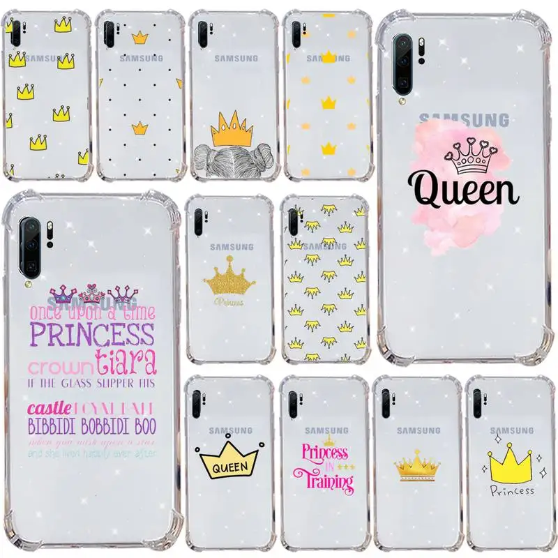 

Princess crown yellow Phone Case Transparent for Samsung s9 s10 s20 Huawei honor P20 P30 P40 xiaomi note mi 8 9 pro lite plus