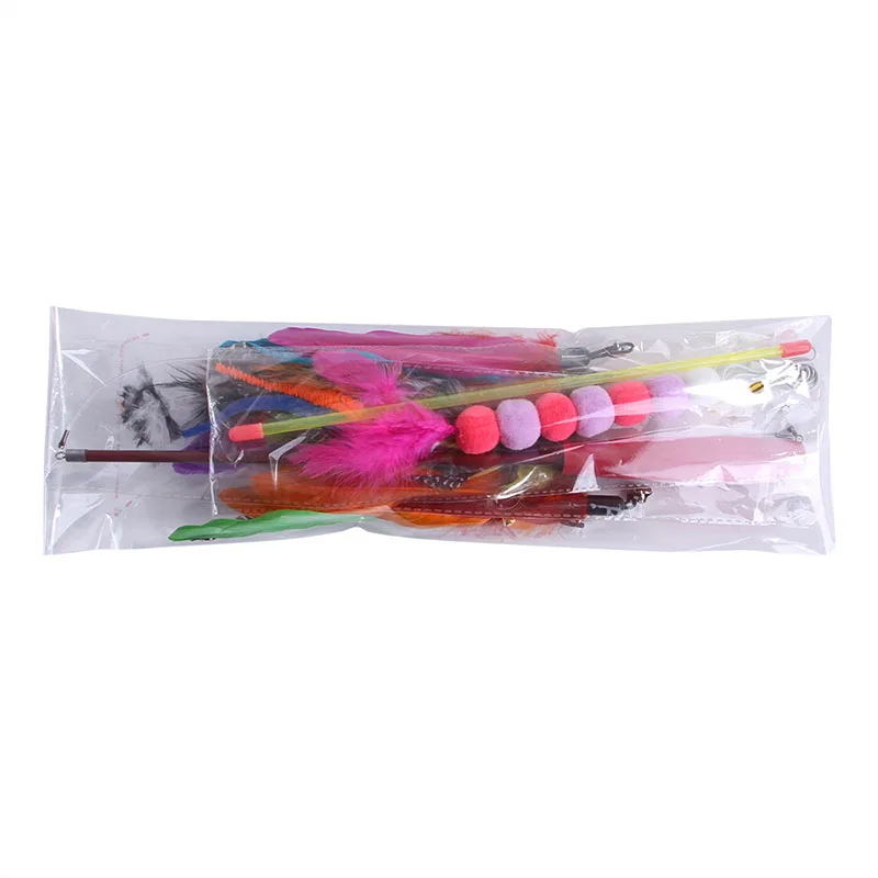 Забавная палочка для кошек и перьев Сменная головка Набор обучающих игрушек