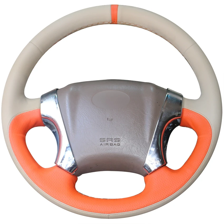 Прошитая вручную бежево оранжевая кожаная противоскользящая фотосессия для Hyundai