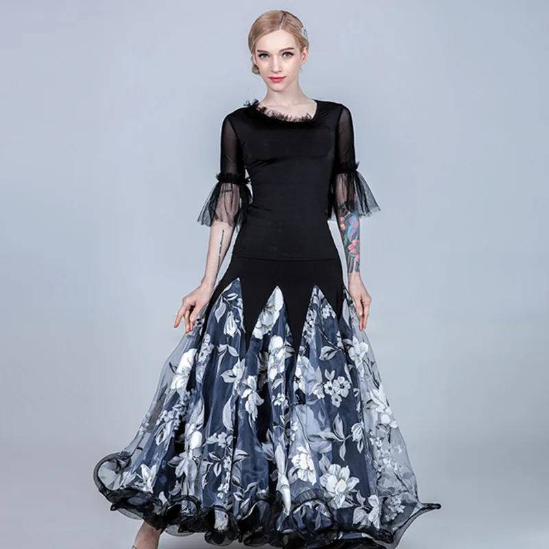 

Ballroom Skirt Women Ballroom Dance Skirts Flamenco Dance Tops Flamenco Skirt Spanish Flamenco Costume Waltz Dance Wear Print