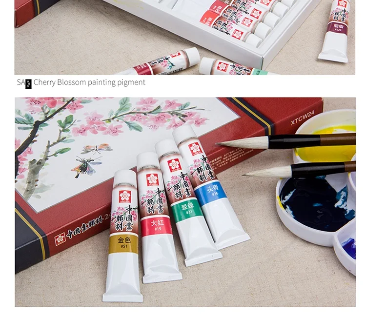 SAKURA Портативный Китайский пигментные акварельные краски краска пигмент 12 мл Acuarelas пейзаж рисунок искусство поставки пигмент XTCW