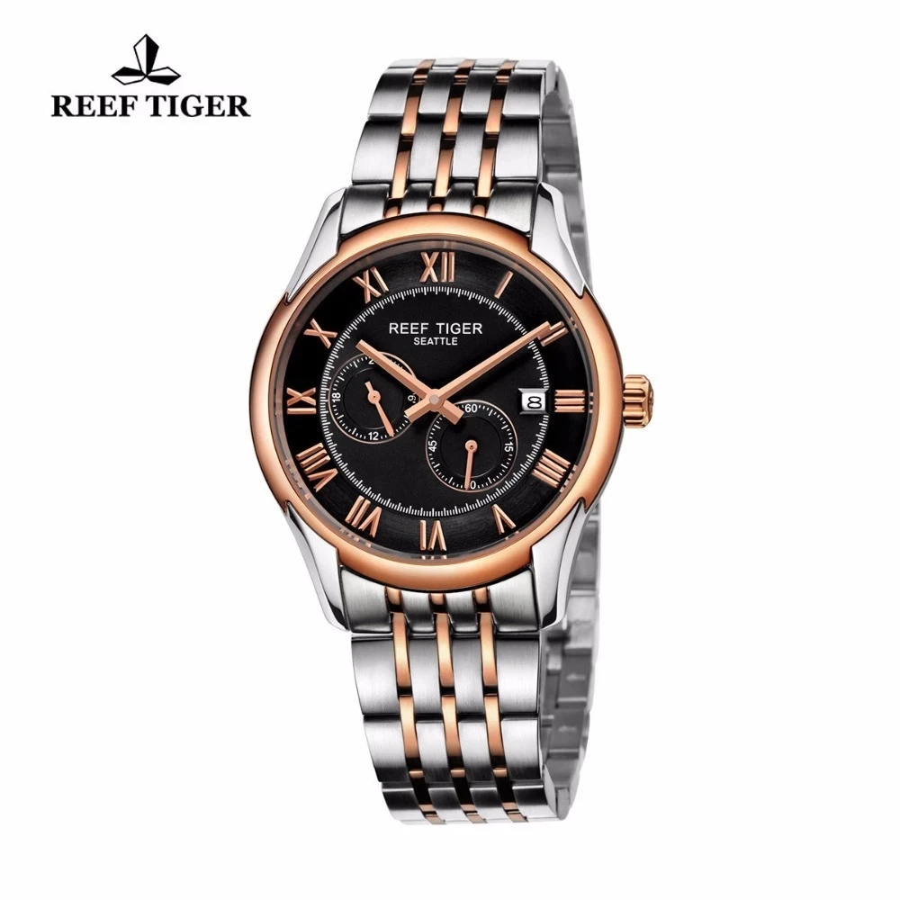 Фото Reef Tiger/RT новый дизайн, деловые механические часы MIYOTA, мужские автоматические часы с датой, часы из нержавеющей стали 316L №4