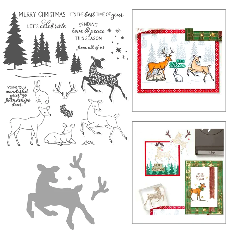 

REINDEER Die Cutting and Cutting Dies for Cards Clear Stamps and Dies Scrapbooking New Arrival 2021 Christmas Metal Dies Cutters