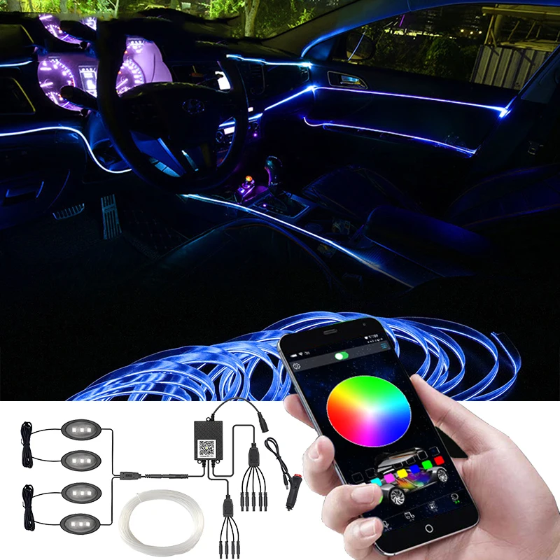 

Car Light Backlight Decorative Streamer Led Ambient Light RGB Flexible APP Control Auto Atmosphere Neon Backlight Lamp Strip 12v