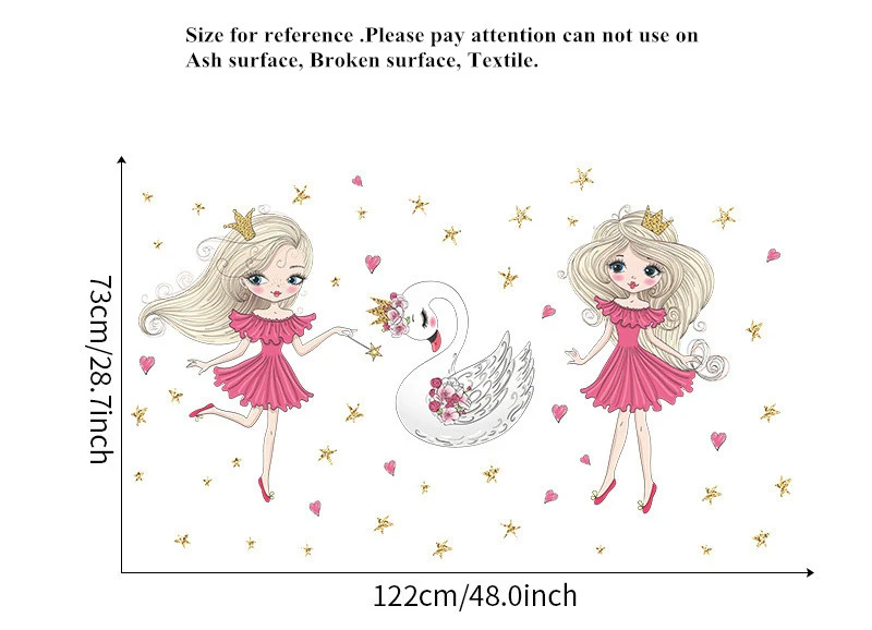 Красивые настенные наклейки в виде лебедя для девочек украшение комнаты детской