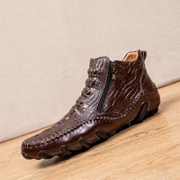 new crocodile vintage warm men shoes formal dress casual leather shoes business wedding loafers designer brogue office shoes