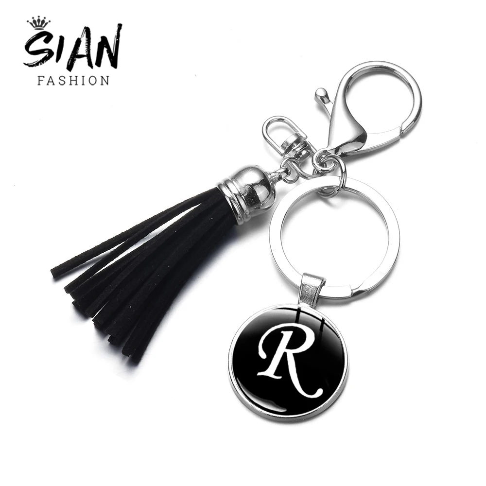 Простой женский брелок с 26 английскими буквами стеклянный драгоценным камнем