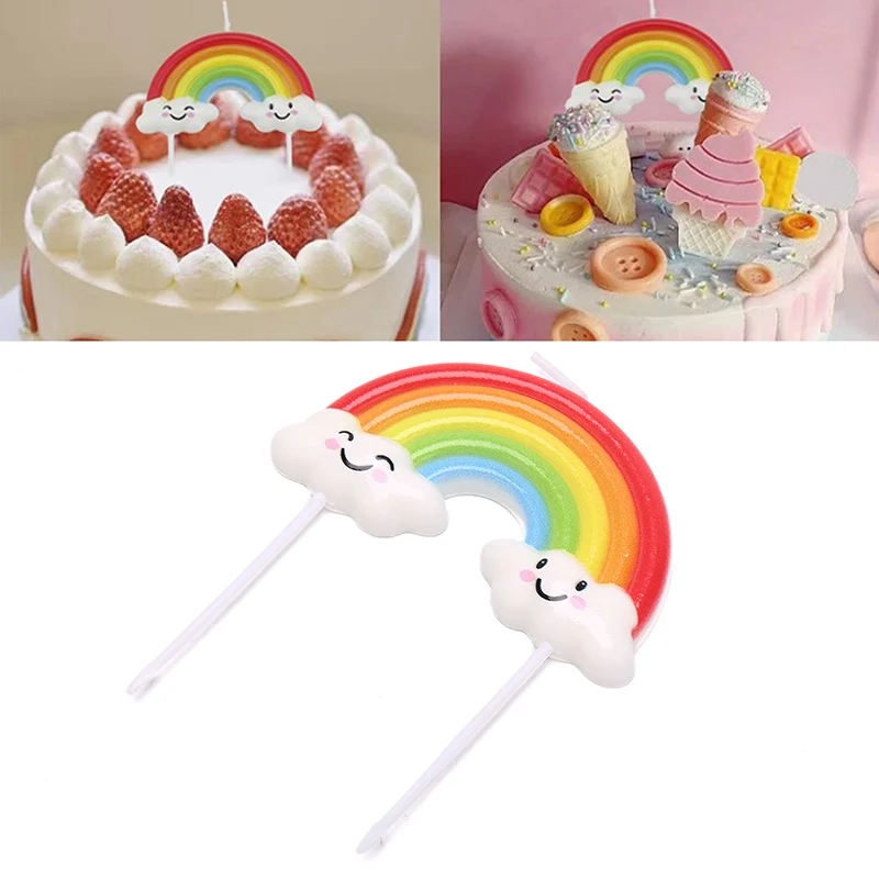 

Радужные топперы для торта, декор в виде облаков, детский день рождения, топпер для кексов, Свадебная вечеринка, детские романтические свечи...