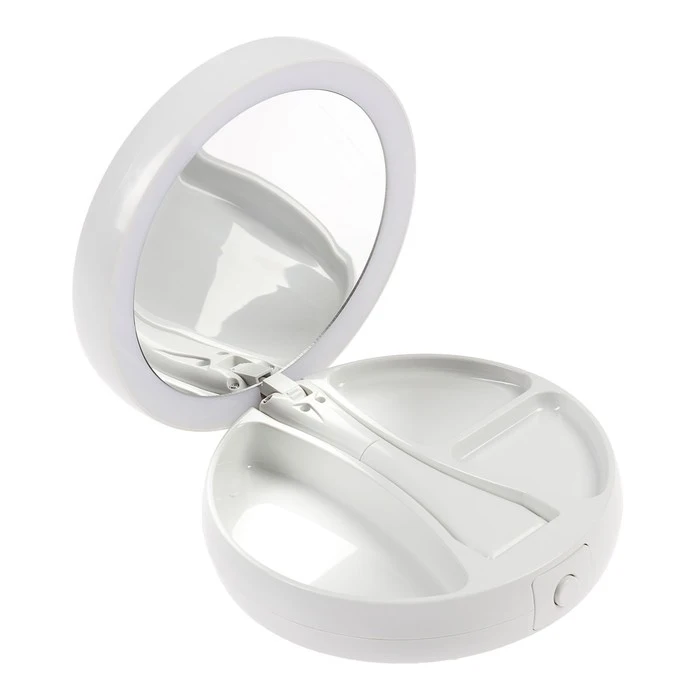 Зеркало LuazON KZ-09 подсветка настольное 30 × 16 см увеличение х 10 USB белое - купить по