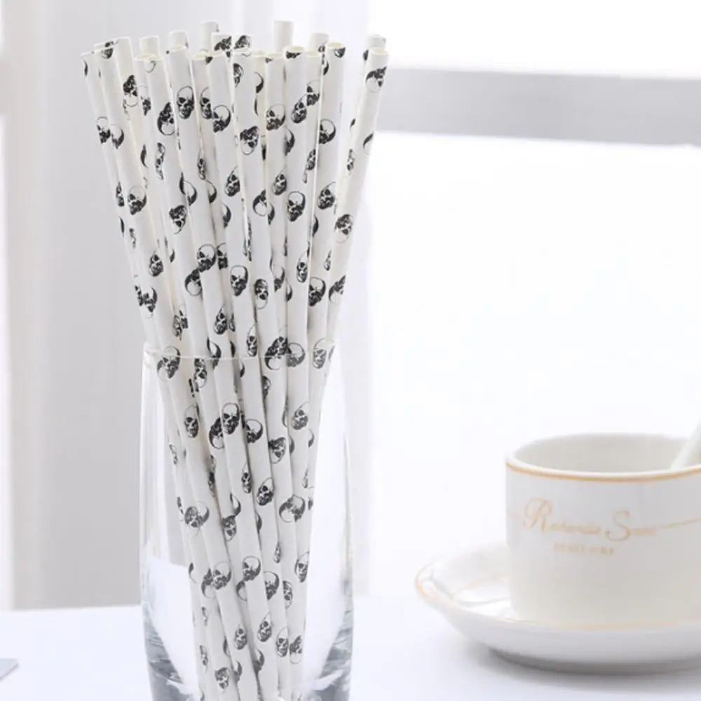 25 шт. бумажные трубочки в полоску с черными усами Свадебные соломинки вечерние