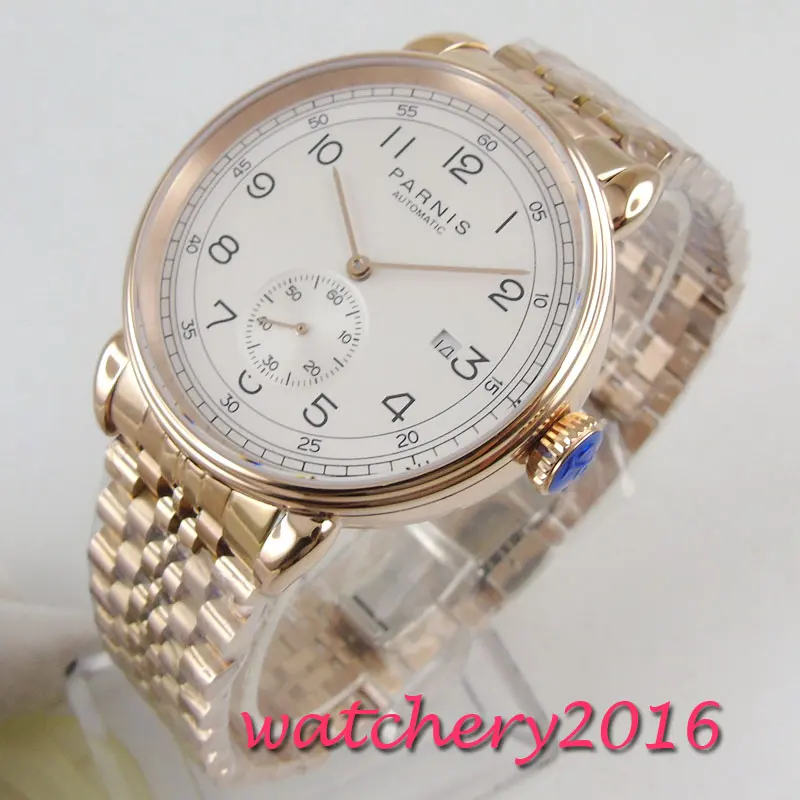 

Мужские автоматические механические часы с белым циферблатом, 42 мм