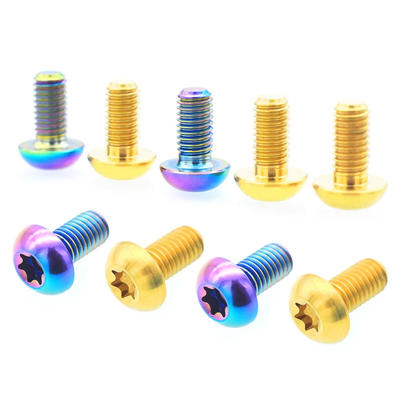 

6PCS Colorful Mountain Bike TC4 Titanium Alloy T25 Disc Screw M5x10mm MTB Bike Torx Disc Brake Disc Fixing Screw Accessories