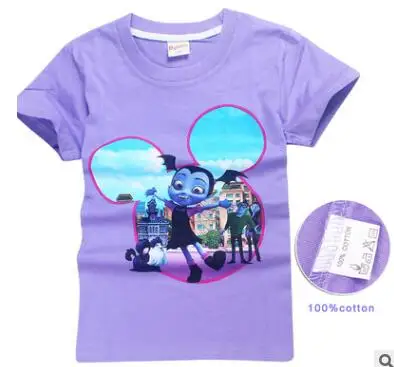 Детский осенний популярный стильный с героями мультфильма «Моана»; Vampirina футболки для девочек верхняя одежда для мальчиков с персонажами из мультфильмов Vampirin футболки для девочек футболка с коротким рукавом детская футболка костюм