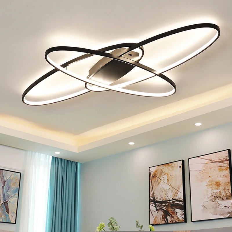 Светодиодная потолочная люстра для гостиной современный блеск черно белые