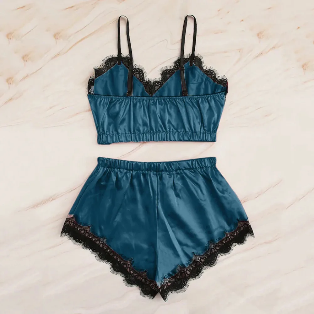 Сексуальные пижамы Для женщин шелковые кружева сетки нижнее белье Babydoll ночная Пижама летняя пикантная женская одежда 잠옷 수면잠옷