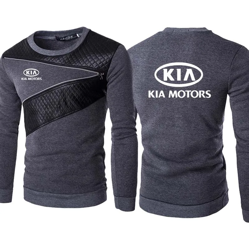 Весна Осень Новый мужской свитер логотип Kia Повседневный круглый вырез флис