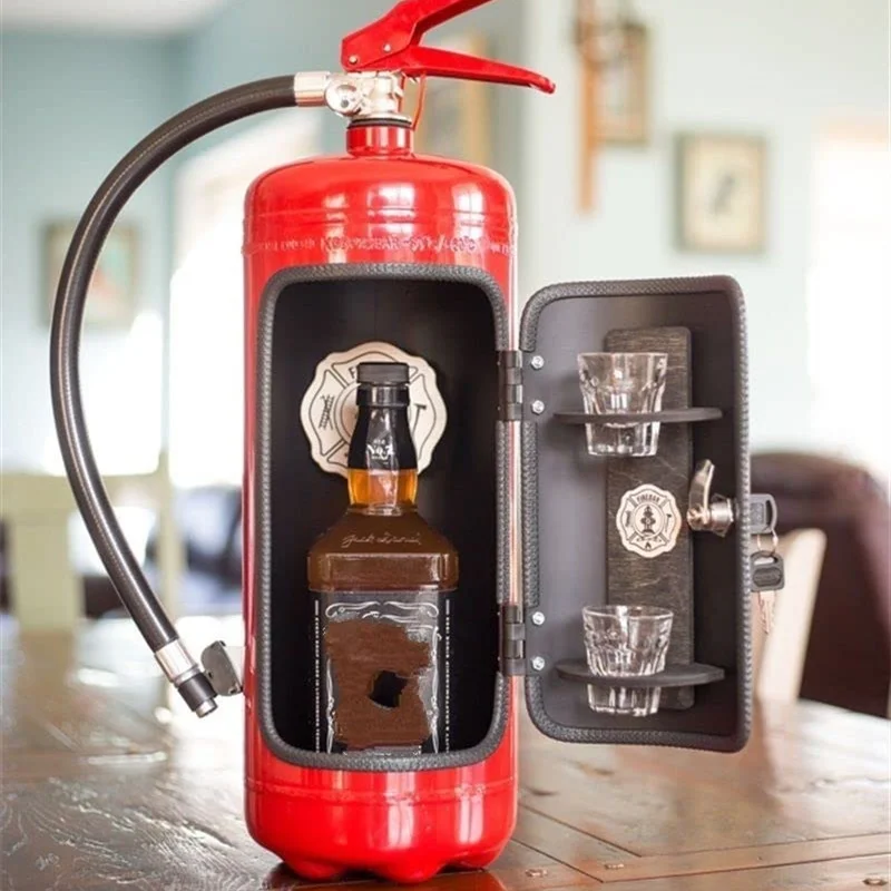 

Novelty Fire Extinguisher Mini Bar Recycle Man Cave Quirky Christmas Birthday Gift for Whisky Loving Fireman Metal Organizer Box