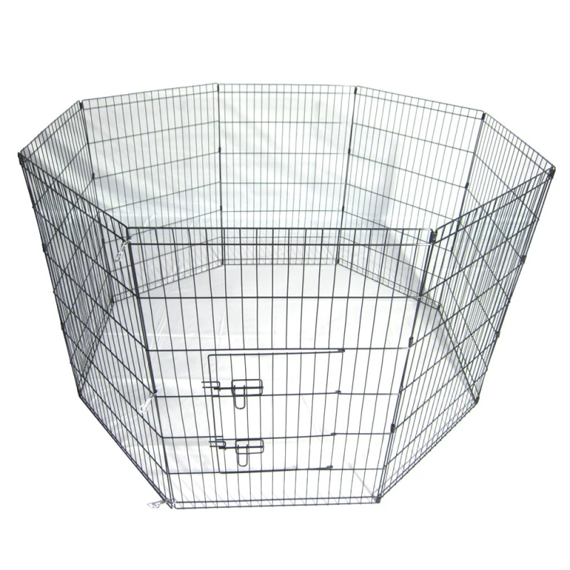 Портативный складной манеж для домашних животных металлический черный забор из