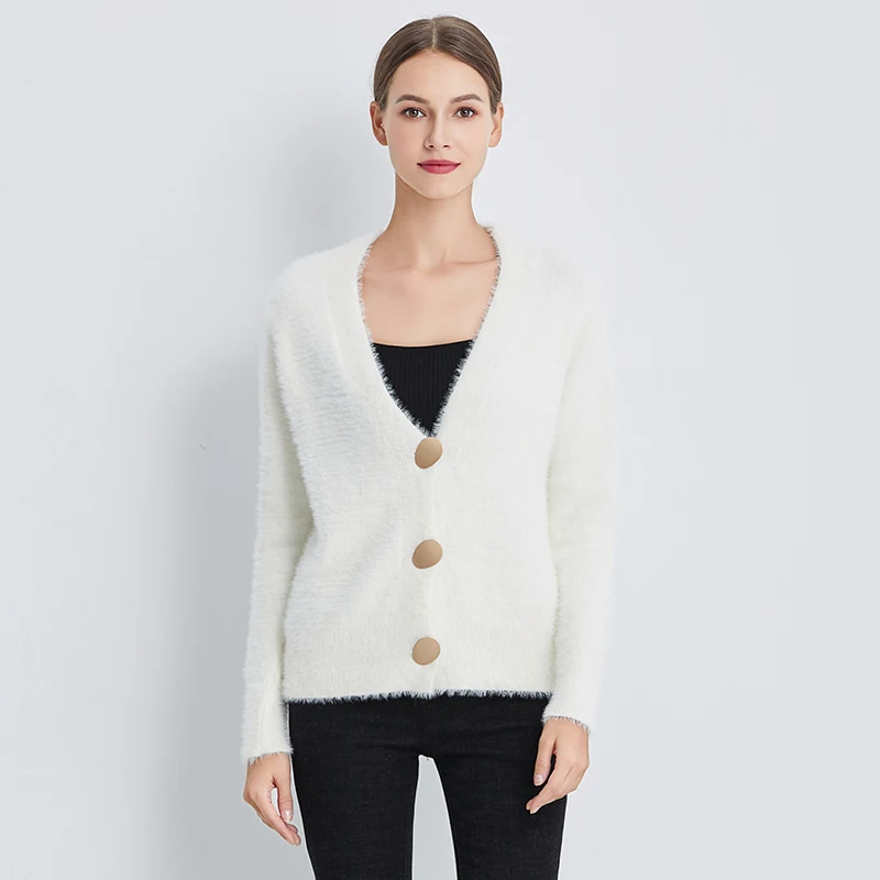 Fitaylor Осенний Женский вязаный однобортный свитер с v образным вырезом золотистые