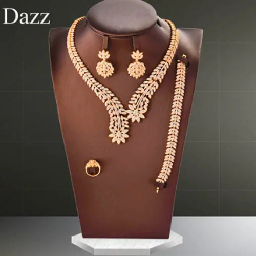 Роскошное ожерелье Dazz с листьями растений Нигерия комплект ювелирных изделий