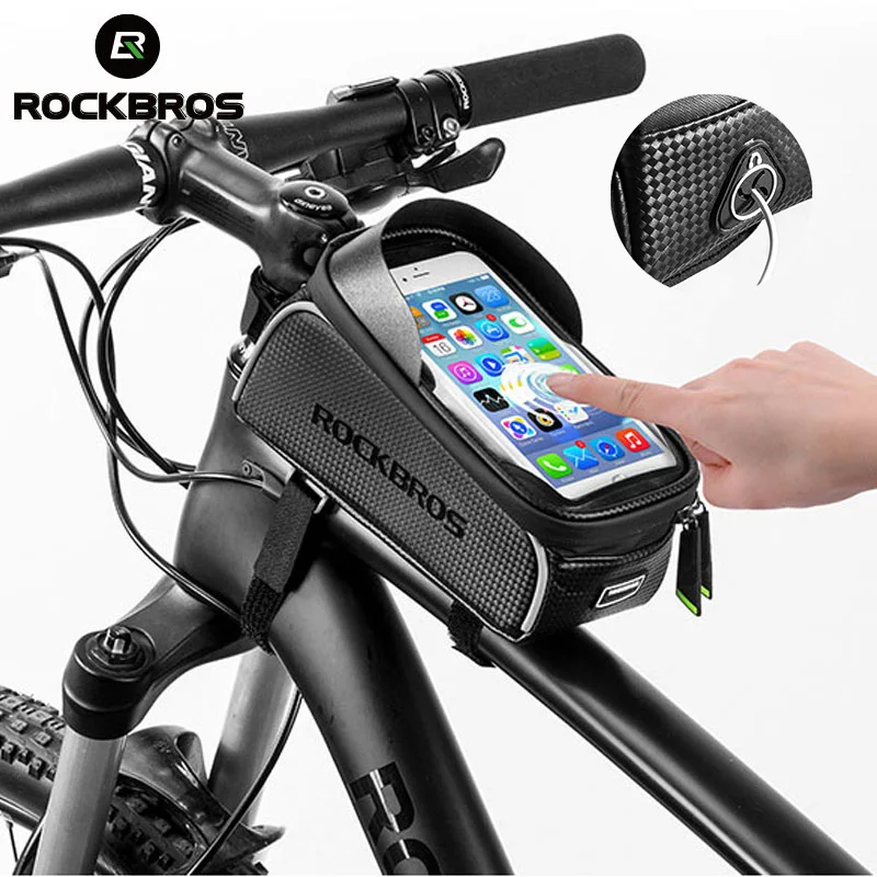 ROCKBROS велосипедная Сумка водонепроницаемая велосипедная сумка с сенсорным экраном верхняя передняя Труба рама MTB Дорожная велосипедная сумка 6,0 чехол для телефона Аксессуары для велосипеда