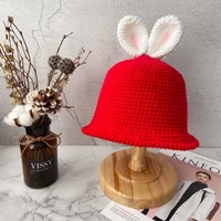 popodion baby boy girl hat hand woven rabbit ears cartoon hat clothing accessories gift warm 26