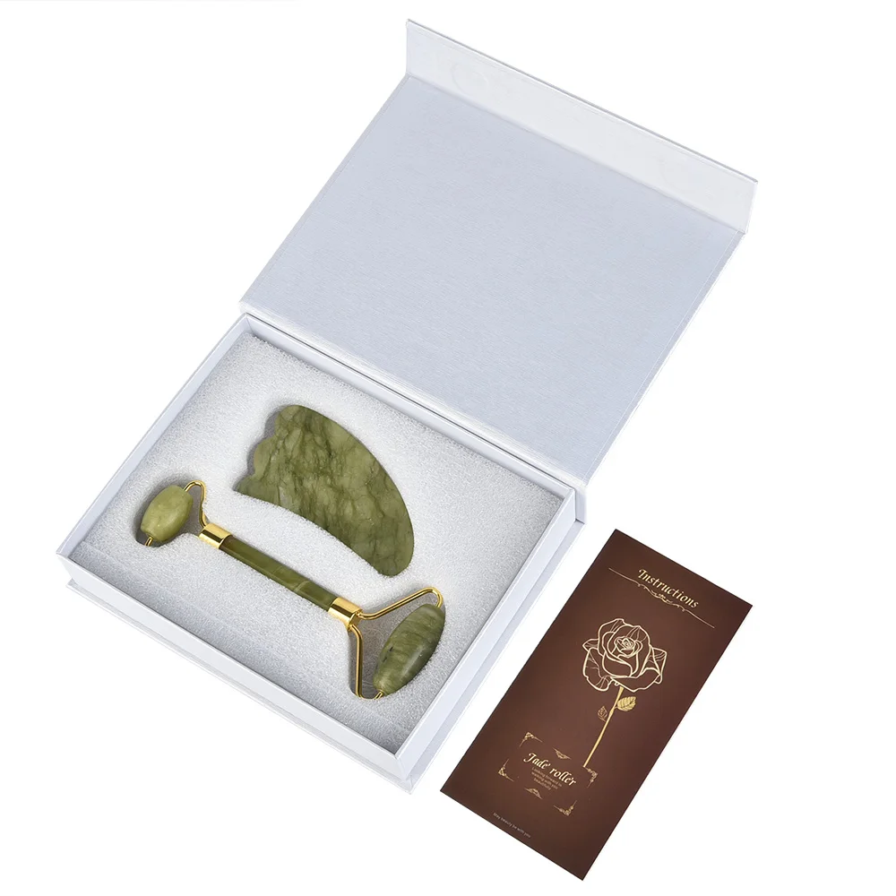 

Facial Jade Massage Jade Roller Rose Quartz Scraper Jade Massager Slimming Face massage roller Natural Wrinkle Remove guasha