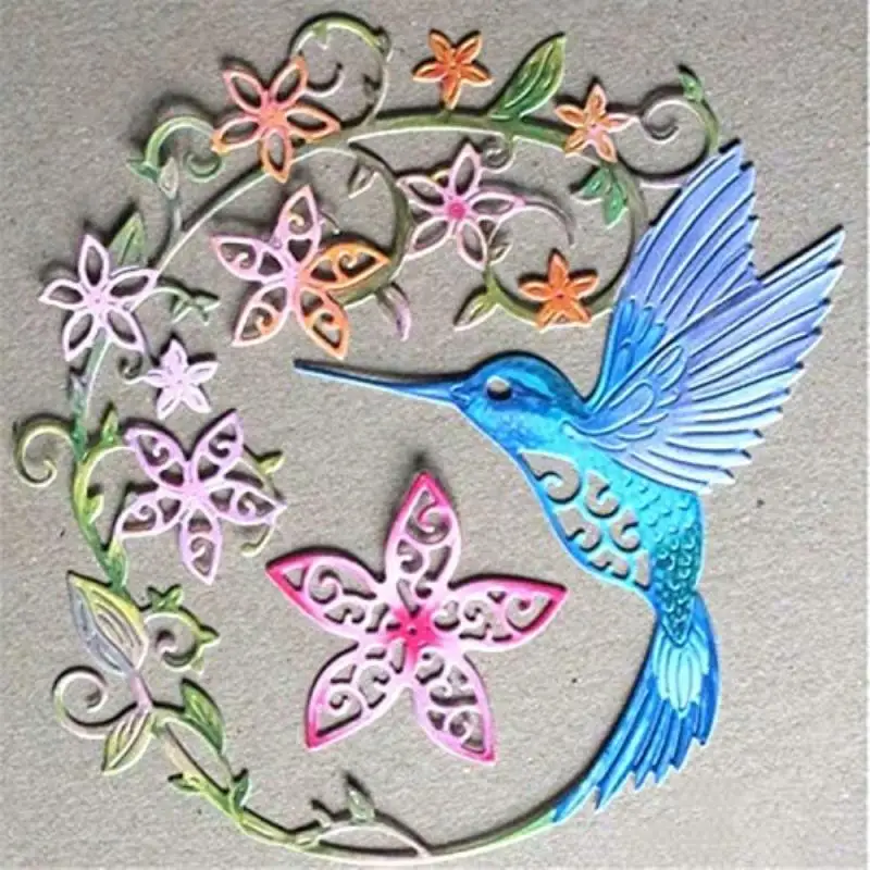 

Hummingbird Cutting Dies DIY Scrapbooking Stencils Flower Wreath Dies Scrapbooking Card Making Album Embossing Crafts Die Cut