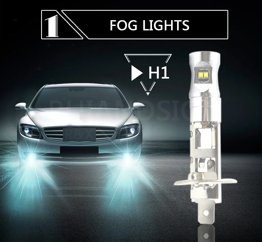 Пара 12-18V 30 Вт H1 CSP SMD Canbus светодиодный Противотуманные фары дневные фары дальнего света Лампа 6000 К автомобильной супер яркий набор светодиоидных ламп в автомобиль лампа AC/DC